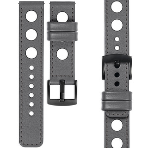 moVear Prestige R1 22mm Grau Lederarmband für Garmin Vivoactive 4, Venu 3/2 | Grau Nähte [Größen XS-XXL und Schnalle zur Auswahl]