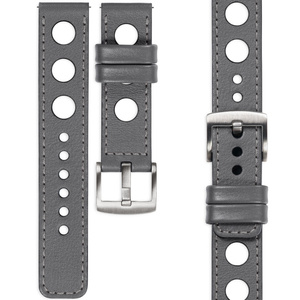 moVear Prestige R1 24mm Uhrenarmband aus Leder | Grau, Grau Nähte [Größen XS-XXL und Schnalle zur Auswahl]