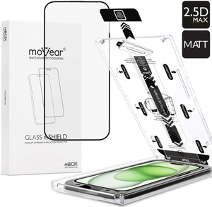 moVear mBOX GLASS mSHIELD 2.5D MAX MATT für Apple iPhone 16 Plus / 15 Plus (6.7") (Handyhülle freundlich, Antireflex, mit Applikator)