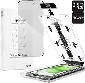 moVear mBOX GLASS mSHIELD 2.5D MAX privacy für Apple iPhone 16 Plus / 15 Plus (6.7") (Anti-Spionage, mit Applikator)