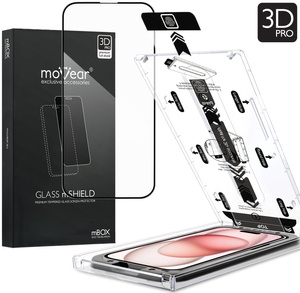 moVear mBOX GLASS mSHIELD 3D PRO für Apple iPhone 16 / 15 (6,1") (einfache Installation)