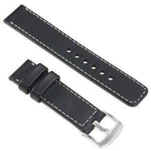 moVear uStrap C1 20mm (M/L) Lederarmband für Samsung Galaxy Watch 4 / 3 (41mm) / Active 2/1 | Schwarz