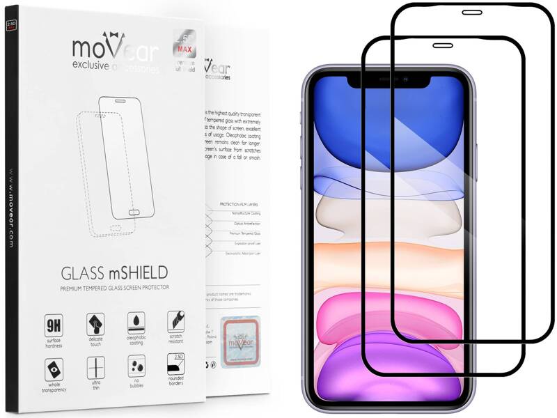 2 Stk. | moVear GLASS mSHIELD 2.5D MAX für Apple iPhone 11 / Xr (6.1") (Handyhülle freundlich)