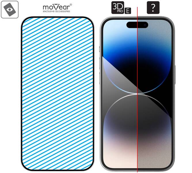2 Stk. | moVear GLASS mSHIELD 3D PRO-E für Apple iPhone 14 Pro Max (6.7") (Handyhülle freundlich)