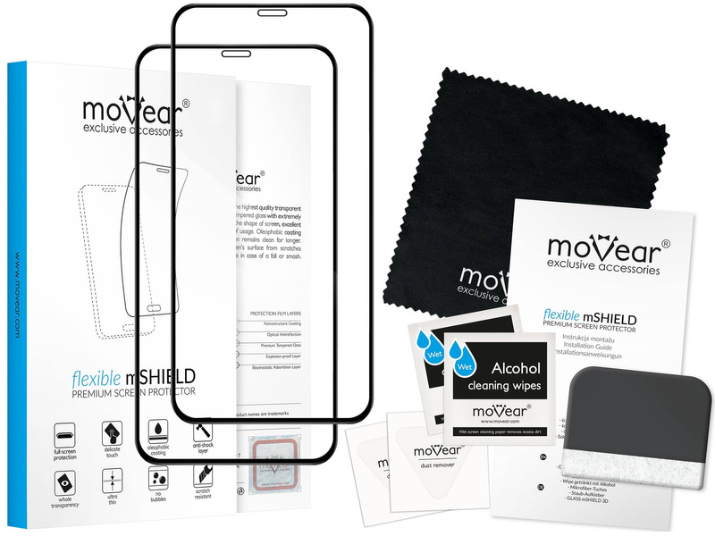 2 Stk. | moVear flexible mSHIELD 3D PRO für Apple iPhone 11 Pro / Xs / X (5.8"). Gepanzertes Hybridglas.