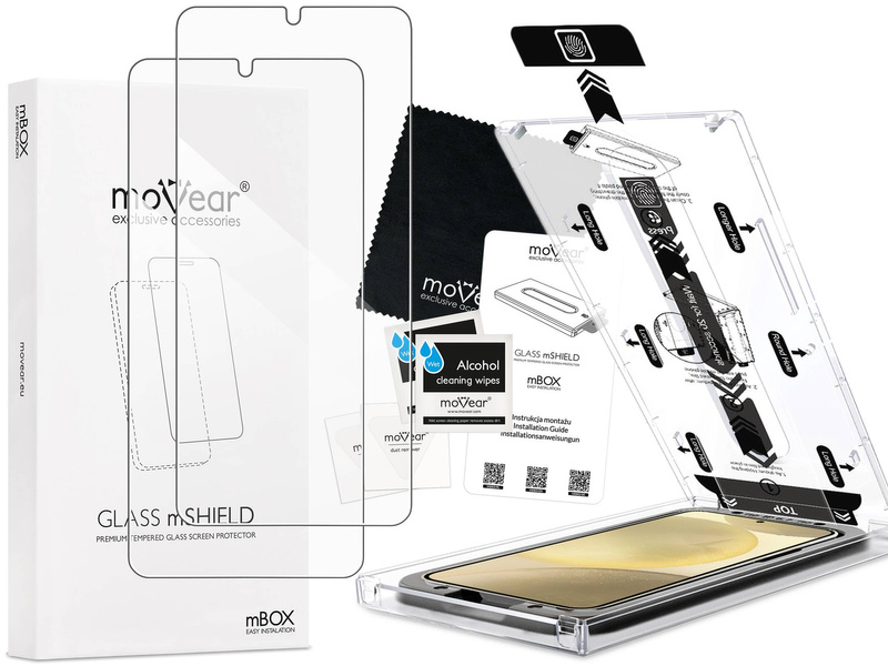 2 Stk. | moVear mBOX GLASS mSHIELD 2.5D für Samsung Galaxy S24+ (Plus) (6.7") (einfache Installation)