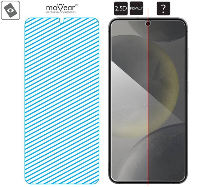 2 Stk. | moVear mBOX GLASS mSHIELD 2.5D privacy für Samsung Galaxy S24 (6.2") (Anti-Spionage, mit Applikator)