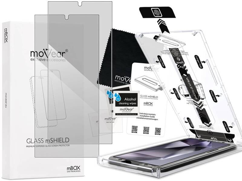 2 Stk. | moVear mBOX GLASS mSHIELD 2.5D privacy für Samsung Galaxy S24 Ultra (6.8") (Anti-Spionage, mit Applikator)