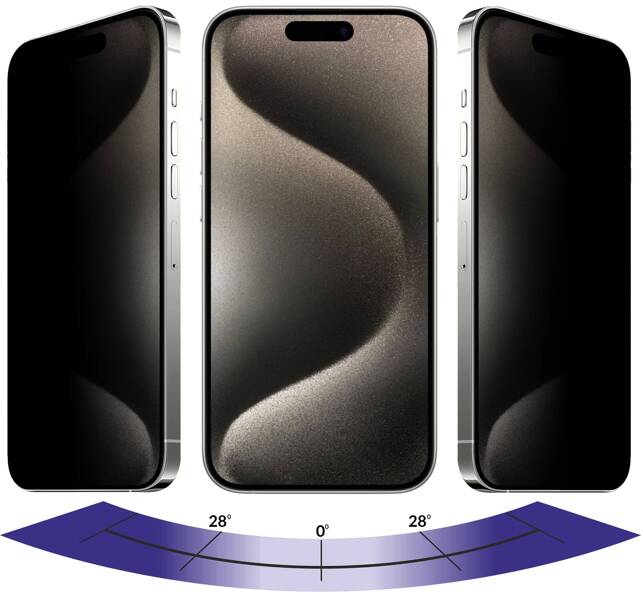 2 Stk. | moVear mBOX GLASS mSHIELD 3D PRO privacy für Apple iPhone 15 Pro (6.1") (Privatisieren, mit Applikator)