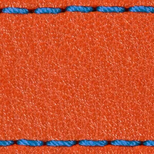 Gurt C1 22mm | Orange / Blau Thread | Lederteile ohne Schnalle