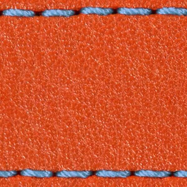 Gurt C1 22mm | Orange / Himmelblau Thread | Lederteile ohne Schnalle