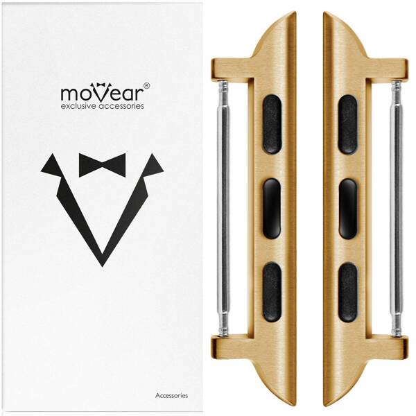 moVear | 18mm Uhrenarmbandadapter für Apple Watch 9/8/7/6/SE/5/4/3/2/1 (41/40/38mm) | Golden Rostfreier Stahl +PVD