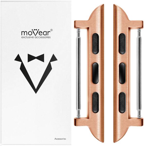 moVear | 18mm Uhrenarmbandadapter für Apple Watch 9/8/7/6/SE/5/4/3/2/1 (45/44/42mm) & Ultra (49mm) | Roségold Rostfreier Stahl +PVD