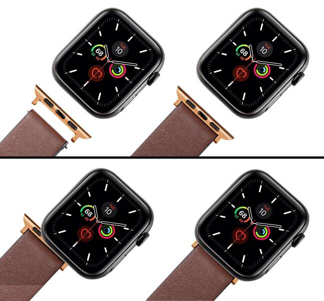 moVear | 20mm Uhrenarmbandadapter für Apple Watch 9/8/7/6/SE/5/4/3/2/1 (41/40/38mm) | Roségold Rostfreier Stahl +PVD