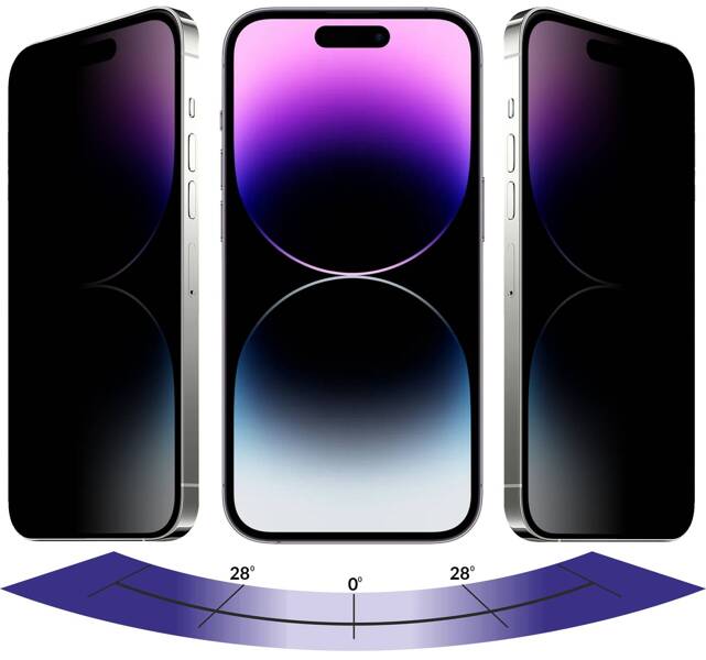 moVear GLASS mSHIELD 2.5D MAX privacy für Apple iPhone 14 Pro Max (6.7") | (Privatisierung, Handyhülle freundlich)