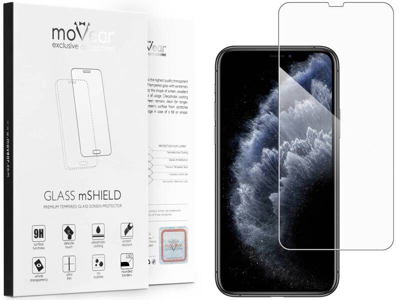 moVear GLASS mSHIELD 2.5D für Apple iPhone 11 Pro / Xs / X (5.8") (Handyhülle freundlich)