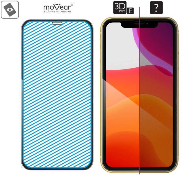 moVear GLASS mSHIELD 3D PRO-E für Apple iPhone 11 / Xr (6.1") (Handyhülle freundlich)
