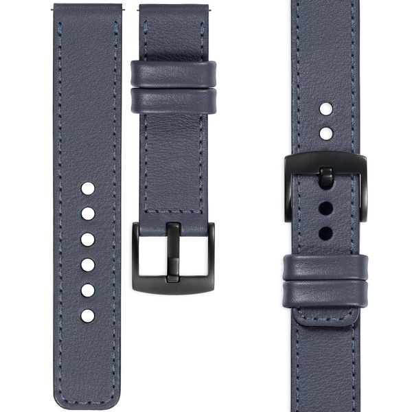 moVear Prestige C1 22mm Stahlgrau Lederarmband für Samsung Galaxy Watch 3 (45mm) / Watch (46mm) / Gear S3 | Stahlgrau Nähte [Größen XS-XXL und Schnalle zur Auswahl]