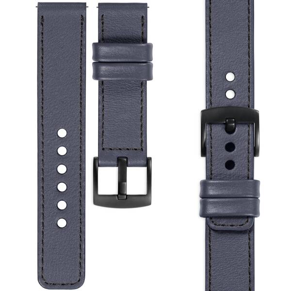 moVear Prestige C1 26mm Uhrenarmband aus Leder | Stahlgrau, Stahlgrau Nähte [Größen XS-XXL und Schnalle zur Auswahl]