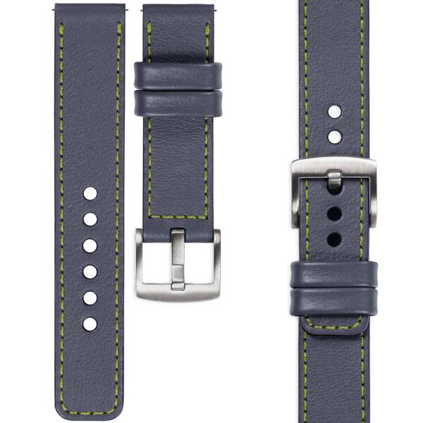 moVear Prestige C1 26mm Uhrenarmband aus Leder | Stahlgrau, Stahlgrau Nähte [Größen XS-XXL und Schnalle zur Auswahl]