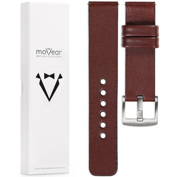 moVear Prestige S1 22mm Lederarmband für Samsung Galaxy Watch 3 (45mm) / Watch (46mm) / Gear S3 Rotbraun [Schließe nach Wahl]