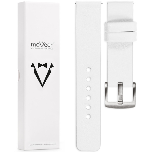 moVear Prestige S1 22mm Lederarmband für Xiaomi Watch S1 / Mi Watch / Amzfit Weiß [Schließe nach Wahl]