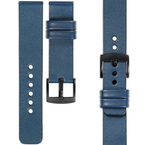 moVear Prestige S1 24mm Uhrenarmband aus Leder | Blaue Jeans [Größen XS-XXL und Schnalle zur Auswahl]