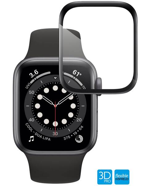 moVear flexible mSHIELD 3D PRO für Apple Watch 6/5/4/SE (44mm) (1.78"). Gepanzertes Hybridglas.