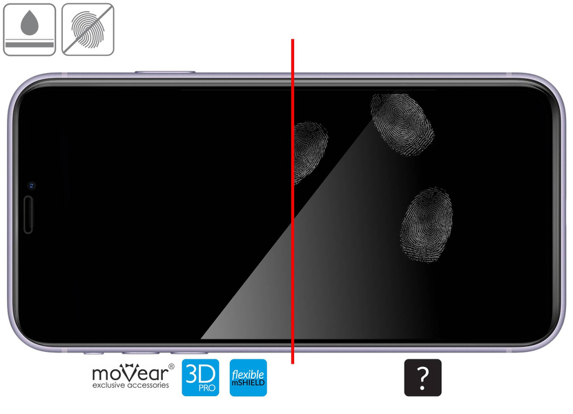 moVear flexible mSHIELD 3D PRO für Apple iPhone 11 Pro Max / Xs MAX (6.5"). Gepanzertes Hybridglas.