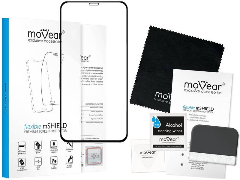 moVear flexible mSHIELD 3D PRO für Apple iPhone 11 Pro / Xs / X (5.8"). Gepanzertes Hybridglas.