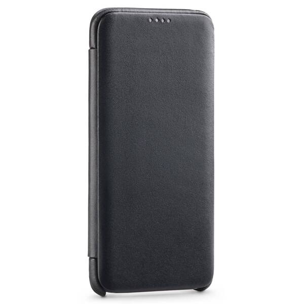 moVear flipSide S Ledertasche für Samsung Galaxy S9 (5.8") | Glatte Leder, Handy Hülle book type (Schwarz)