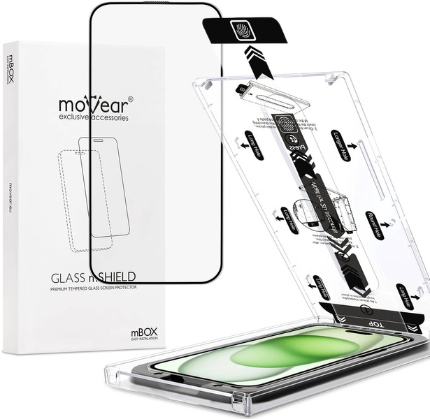 moVear mBOX GLASS mSHIELD 2.5D MAX MATT für Apple iPhone 16 Plus / 15 Plus (6.7") (Handyhülle freundlich, Antireflex, mit Applikator)