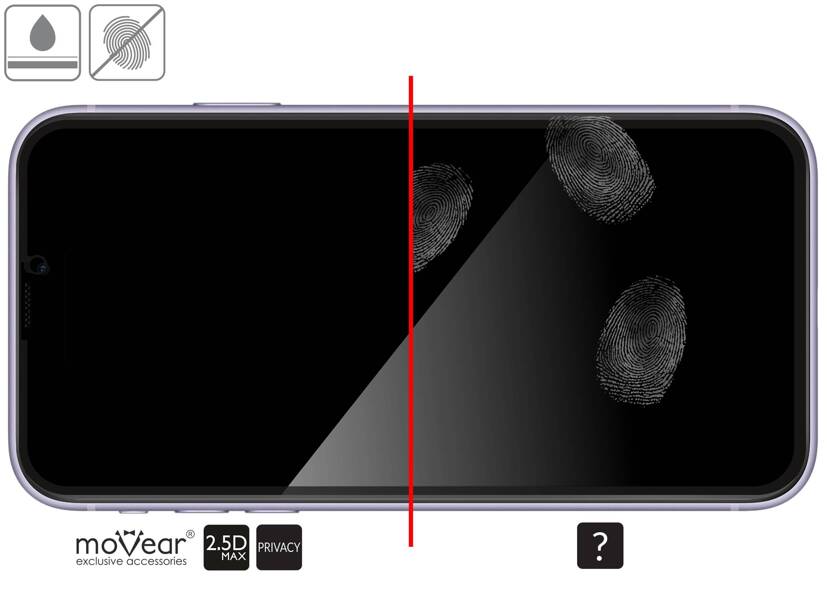 moVear mBOX GLASS mSHIELD 2.5D MAX privacy für Apple iPhone 11 / Xr (6.1") (Anti-Spionage, mit Applikator)