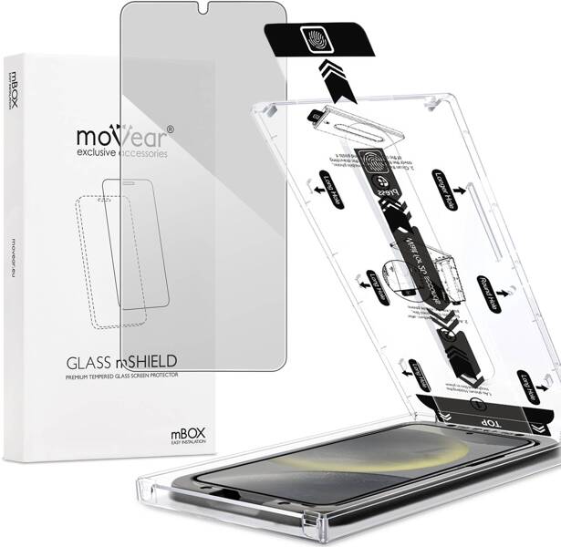 moVear mBOX GLASS mSHIELD 2.5D privacy für Samsung Galaxy S24 (6.2") (Anti-Spionage, mit Applikator)