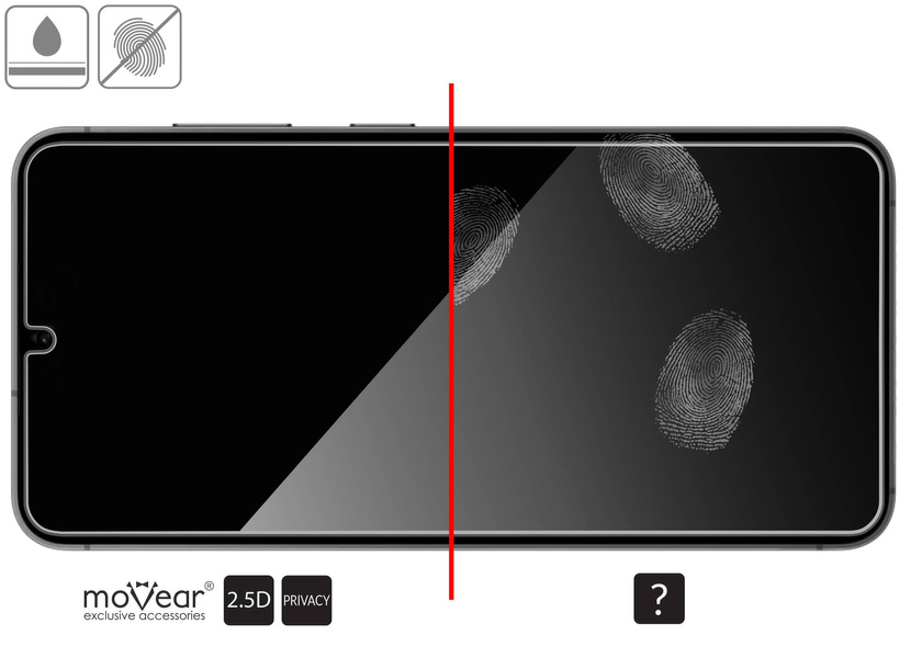 moVear mBOX GLASS mSHIELD 2.5D privacy für Samsung Galaxy S24 (6.2") (Anti-Spionage, mit Applikator)