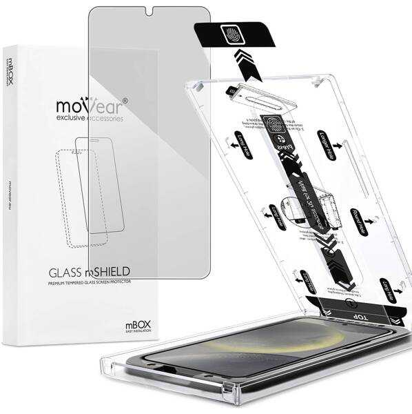 moVear mBOX GLASS mSHIELD 2.5D privacy für Samsung Galaxy S24 (6.2") (Anti-Spionage, mit Applikator)