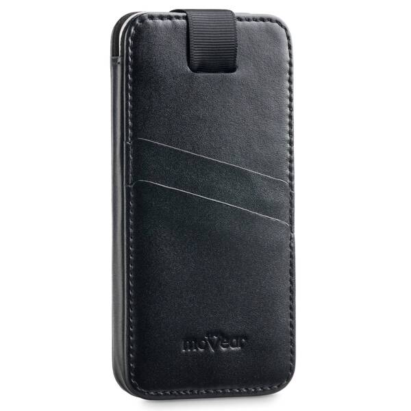 moVear pocketCase C+ Einschubtasche aus Leder für Apple iPhone 11 Pro MAX / Xs MAX / 11 / XR / 8/7/6 Plus | Glattleder (Schwarz)