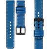 moVear Prestige C1 18mm Blau Lederarmband für Garmin Vivoactive 4S, Venu 3S/2S, Vívomove 3S | Blau Nähte [Größen XS-XXL und Schnalle zur Auswahl]