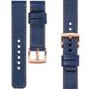 moVear Prestige C1 18mm Navy blau Lederarmband für Garmin Vivoactive 4S, Venu 3S/2S, Vívomove 3S | Navy blau Nähte [Größen XS-XXL und Schnalle zur Auswahl]