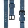 moVear Prestige C1 20mm Blaue Jeans Lederarmband für Samsung Galaxy Watch 7 / 6 / 5 / 4 / 3 & Pro / FE / Classic / Active | Blaue Jeans Nähte [Größen XS-XXL und Schnalle zur Auswahl]