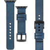 moVear Prestige C1 22mm Blaue Jeans Lederarmband für Apple Watch 10 / 9 / 8 / 7 / 6 / 5 / 4 / SE (46/45/44mm) & Ultra (49mm) | Blaue Jeans Nähte [Größen XS-XXL und Schnalle zur Auswahl]