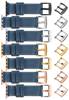 moVear Prestige C1 22mm Blaue Jeans Lederarmband für Apple Watch 10 / 9 / 8 / 7 / 6 / 5 / 4 / SE (46/45/44mm) & Ultra (49mm) | Blaue Jeans Nähte [Größen XS-XXL und Schnalle zur Auswahl]