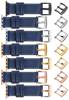 moVear Prestige C1 22mm Navy blau Lederarmband für Apple Watch 10 / 9 / 8 / 7 / 6 / 5 / 4 / SE (46/45/44mm) & Ultra (49mm) | Navy blau Nähte [Größen XS-XXL und Schnalle zur Auswahl]