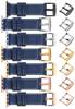 moVear Prestige C1 22mm Navy blau Lederarmband für Apple Watch 10 / 9 / 8 / 7 / 6 / 5 / 4 / SE (46/45/44mm) & Ultra (49mm) | Navy blau Nähte [Größen XS-XXL und Schnalle zur Auswahl]