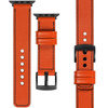 moVear Prestige C1 22mm Orange Lederarmband für Apple Watch 10 / 9 / 8 / 7 / 6 / 5 / 4 / SE (46/45/44mm) & Ultra (49mm) | Orange Nähte [Größen XS-XXL und Schnalle zur Auswahl]