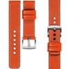 moVear Prestige C1 22mm Orange Lederarmband für Huawei Watch 5 4 3 2 1 - GT / Pro / Ultimate (48/46mm) | Orange Nähte [Größen XS-XXL und Schnalle zur Auswahl]