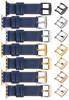 moVear Prestige C1 24mm Navy blau Lederarmband für Apple Watch 10 / 9 / 8 / 7 / 6 / 5 / 4 / SE (46/45/44mm) & Ultra (49mm) | Navy blau Nähte [Größen XS-XXL und Schnalle zur Auswahl]