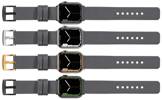 moVear Prestige S1 22mm Lederarmband für Apple Watch 10 / 9 / 8 / 7 / 6 / 5 / 4 / SE (42/41/40mm) Grau [Adapter und Schnalle zur Auswahl]