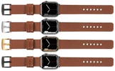 moVear Prestige S1 24mm Lederarmband für Apple Watch 10 / 9 / 8 / 7 / 6 / 5 / 4 / SE (46/45/44mm) & Ultra (49mm) Braun [Adapter und Schnalle zur Auswahl]