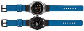 moVear Prestige S1 Lederarmband für Garmin QuickFit 26mm (Fenix / Epix / Quatix / Tactix / Enduro - 51mm) Blau [Schließe nach Wahl]